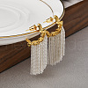 C-Shaped Brass Chain Tassel Stud Earrings EJEW-G391-21G-1