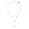 925 Sterling Silver Pave Clear Cubic Zirconia Cable Chain Teardrop Tassel Pendant Necklaces for Women NJEW-Q342-08G-1