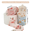 AHADERMAKER 3 Rolls 3 Styles Flower Printed Polyester Frayed Fringe Ribbon OCOR-GA0001-86-2