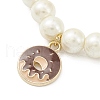 Glass Imitation Pearl Beaded Stretch Bracelet with Alloy Enamel Charms BJEW-JB09556-4