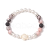 8mm Round Gemstone & Shell Pearl Beaded Stretch Bracelets BJEW-JB10317-3