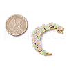 Glass Seed Beads & Resin & Alloy Flower Crescent Moon Connector Charms PALLOY-MZ00603-02-2