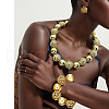 Alloy & Wood & CCB Plastic Round Beaded Necklaces & Dangle Earrings & Bracelets Sets FS-WG87320-01-2
