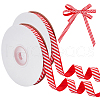 25 Yards Christmas Striped Polyester Grosgrain Ribbon OCOR-WH0090-96-1