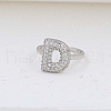 Brass Micro Pave Clear Cubic Zirconia Cuff Rings FS-WG17FF6-04-1