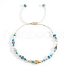 Bohemian Style Natural Lapis Lazuli & Turquoise & Amazonite Braided Bead Bracelets for Women NU4472-2-1