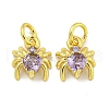 Rack Plating Brass Micro Pave Cubic Zirconia Spider Charms ZIRC-I065-02G-1