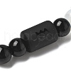 12 Constellations Protetion Aquamarine & Black Obsidian Round Beads Stretch Bracelets for Men Women WG083ED-11-3