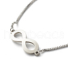 Infinity Symbol Charm Adjustable Slider Bracelet for Men Women BJEW-JB06688-02-4
