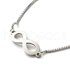 Tarnish Resistant Infinity Symbol Charm Adjustable Slider Bracelet for Men Women BJEW-JB06688-02-4