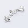 Anti-Tarnish Rhodium Plated 925 Sterling Silver Micro Pave Cubic Zirconia Pendant Bails X-STER-E054-13P-2