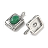 304 Stainless Steel Pave Dyed Natural White Jade Rectangle with Oval Charms STAS-L022-516P-02-2