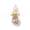 Angel Alloy & Glass Bottle & Copper & ABS Plastic Imitation Pearl Pendants PALLOY-JF03893-3