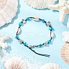 3Pcs 3 Styles Beach Starfish Turtle Synthetic Magnesite & Turquoise & Natural Cowrie Shell Beaded Anklets AJEW-AN00687-3