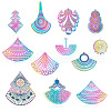 Fashewelry 48Pcs 12 Style 201 Stainless Steel Filigree Pendants STAS-FW0001-14-2
