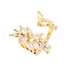 Brass Micro Pave Clear Cubic Zirconia Cuff Rings for Women RJEW-U047-25G-4
