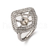 Rhombus Brass Micro Pave Clear Cubic Zirconia Adjustable Ring Settings KK-D378-34P-1