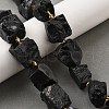 Raw Rough Natural Black Obsidian Beads Strands G-Z087-B06-1