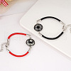 2Pcs Alloy Glass Flat Round Link Bracelets WG69686-01-1