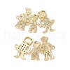 Brass Micro Pave Clear Cubic Zirconia Connector Charms KK-E068-VB362-1