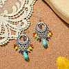 Natural Mixed Stone Beaded Long Drop Earrings EJEW-JE05389-01-3