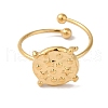 Ion Plating(IP) 304 Stainless Steel Flat Round with Star Open Cuff Rings for Women RJEW-M167-02G-2