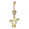 Alloy Crystal AB Rhinestone Dangle Curved Barbell Belly Rings AJEW-R007-01G-01-4