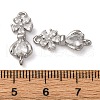 Brass Pave Clear Cubic Zirconia Flower Connector Charms KK-P308-43P-3