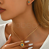 Vintage Stainless Steel & Plastic Sun with Evil Eye Stud Earrings & Pendant Necklaces Set for Women EW9229-4