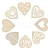 40Pcs 8 Style Wedding Theme Unfinished Wood Heart Pendant Decorations WOOD-CJ0002-06-1