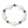 Synthetic Turquoise & Natural Lava Rock Beads Stretch Bracelets for Men Women BJEW-JB11988-01-2