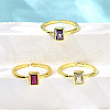 Mother's Day Rings 3Pcs 3 Colors Brass Micro Pave Cubic Zirconia Cuff Rings for Women RJEW-S399-06G-1