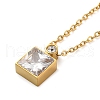 Square Vacuum Plating 304 Stainless Steel Pendant Necklaces NJEW-G125-07-3
