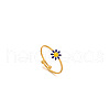 Daisy 304 Stainless Steel Enamel Open Cuff Rings for Women RJEW-M061-01G-03-1