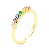 Cubic Zircona Triangle Open Cuff Ring RJEW-H103-08G-1