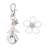 Flower Angel Glass Pearl & Glass Seed Pendant Decorations HJEW-MZ00239-01-1