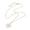 Natural Rose Quartz Clover Shamrock Pendant Necklaces NJEW-JN05170-04-5