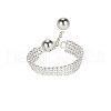 925 Sterling Silver Round Beaded Chain Adjustable Finger Rings for Women FS-WGBA7E8-01-5