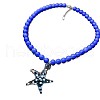 Beach Starfish Glass Pendant Cat Eye Round Beaded Necklaces for Women FS-WG4E63B-02-2