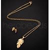 201 Stainless Steel Pendant Necklaces & Stud Earrings Sets FS-WGB00D6-07-2