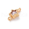 Brass Cubic Zirconia Star Connector Charms KK-Z084-11G-01-2