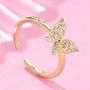 Adjustable Brass Micro Pave Clear Cubic Zirconia Cuff Rings RJEW-G096-42G-1