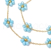 Flower Glass Bracelets & Necklaces Sets for Women SJEW-JS01320-5
