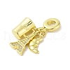 Mother's Day Rack Plating Brass Micro Pave Clear Cubic Zirconia European Dangle Charms X-KK-S380-26G-2