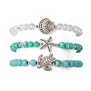 3Pcs 3 Styles Round Glass & Synthetic Turquoise Beads Stretch Bracelets Sets for Women BJEW-JB11654-2
