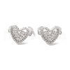 Hollow Heart Brass Micro Pave Cubic Zirconia Cuff Earrings for Women EJEW-P281-06P-1