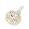 3 Pcs Glass Rhinestone with Acrylic Pearl Pendants PALLOY-MZ00251-4