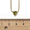 304 Stainless Steel Olive Cubic Zirconia Triangle Pendant Necklaces for Women NJEW-Z064-01G-5