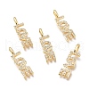 Brass Micro Pave Clear Cubic Zirconia Pendants ZIRC-Q023-06G-2