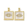 Rack Plating Brass Micro Pave Clear Cubic Zirconia Pendants KK-K341-44G-01-1